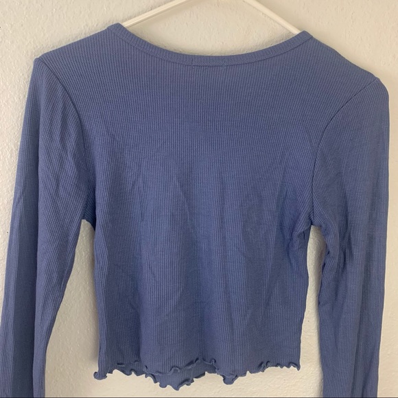 Crop top lettuce hem long sleeves women’s Size Small - Picture 7 of 8